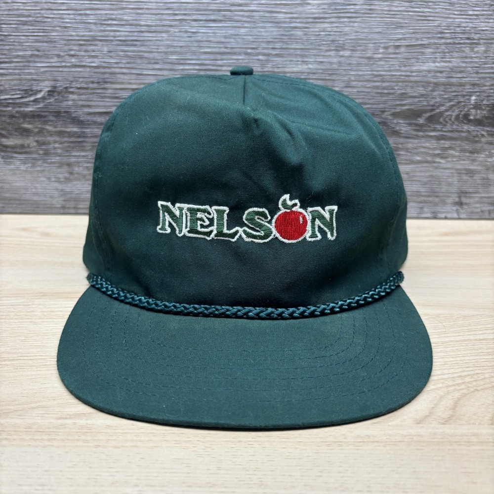 Vintage Nelson Hat Cap Strap Back Green Rope Apple Embroidered Advertising Otto